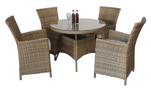 Darcey 4 Seat Round Dining Set With High Back Dining Chairs