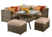 Georgia Corner Sofa With Dining Table - Mixed Brown