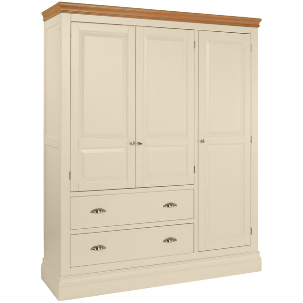 Lundy Pine Painted Triple Wardrobe with 2 Drawers