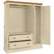 Lundy Pine Painted Triple Wardrobe with 2 Drawers