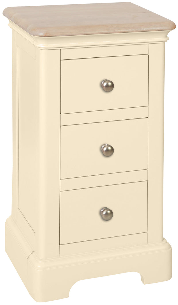Lydford Ivory 3 Drawer Compact Bedside Cabinet