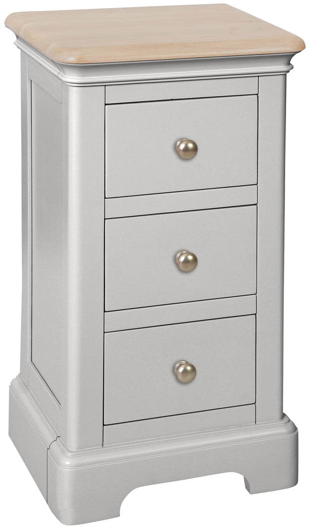 Lydford Moon Grey 3 Drawer Compact Bedside Cabinet