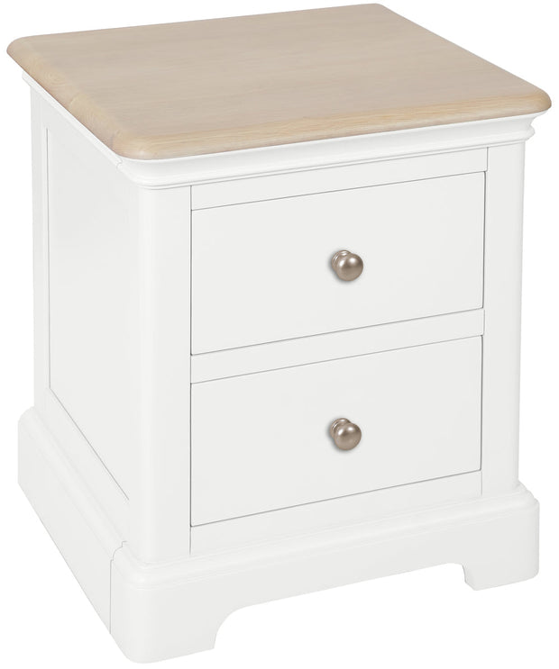 Lydford White 2 Drawer Low Bedside Cabinet