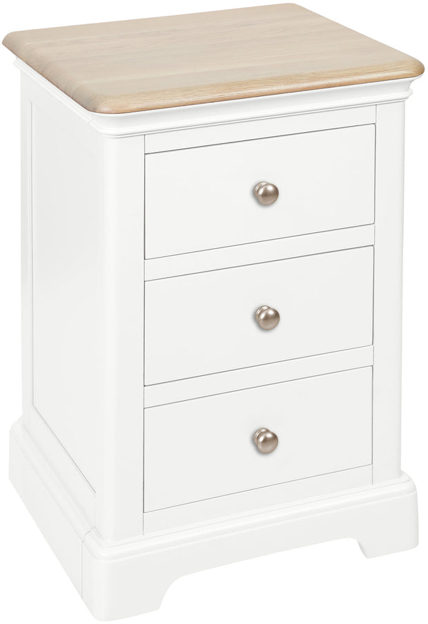 Lydford White 3 Drawer Bedside Cabinet