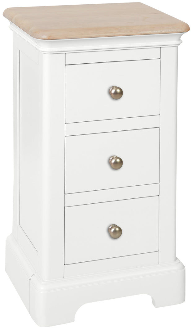 Lydford White 3 Drawer Compact Bedside Cabinet