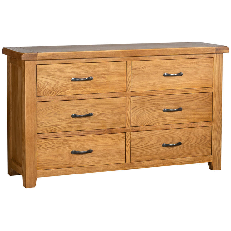 Somerset Oak 6 Drawer Wide Chest of Drawers