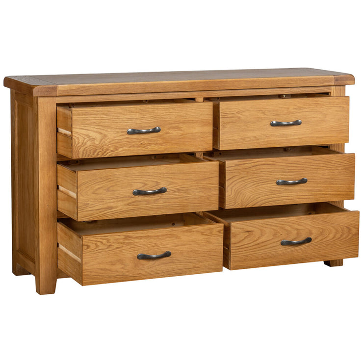 Somerset Oak 6 Drawer Wide Chest of Drawers
