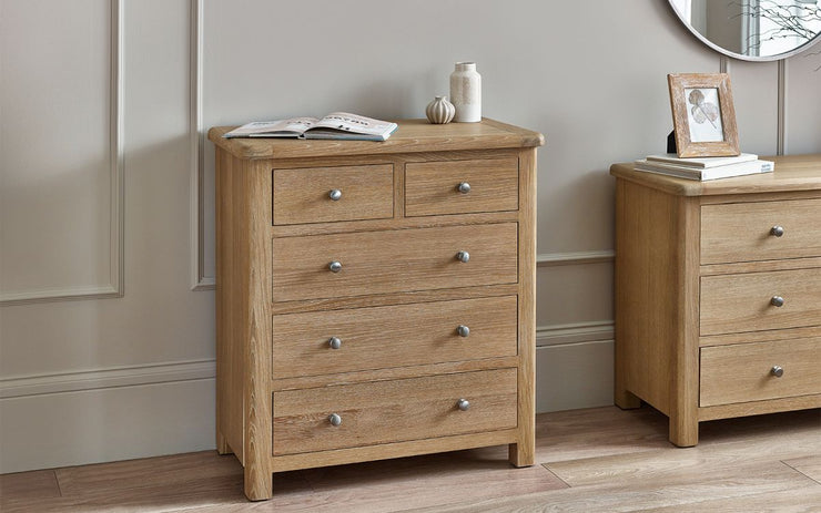 Memphis Limed Oak 3 + 2 Drawer Chest