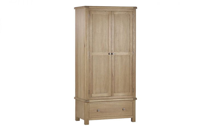Memphis Limed Oak 2 Door 1 Drawer Wardrobe