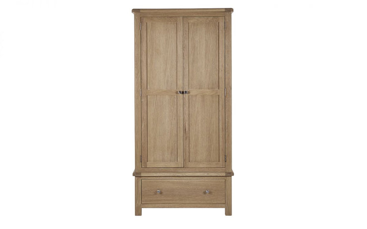 Memphis Limed Oak 2 Door 1 Drawer Wardrobe