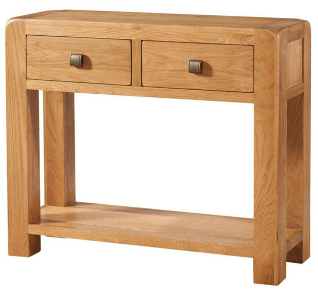 Avon Oak Large Console 2 Drawer and Shelf