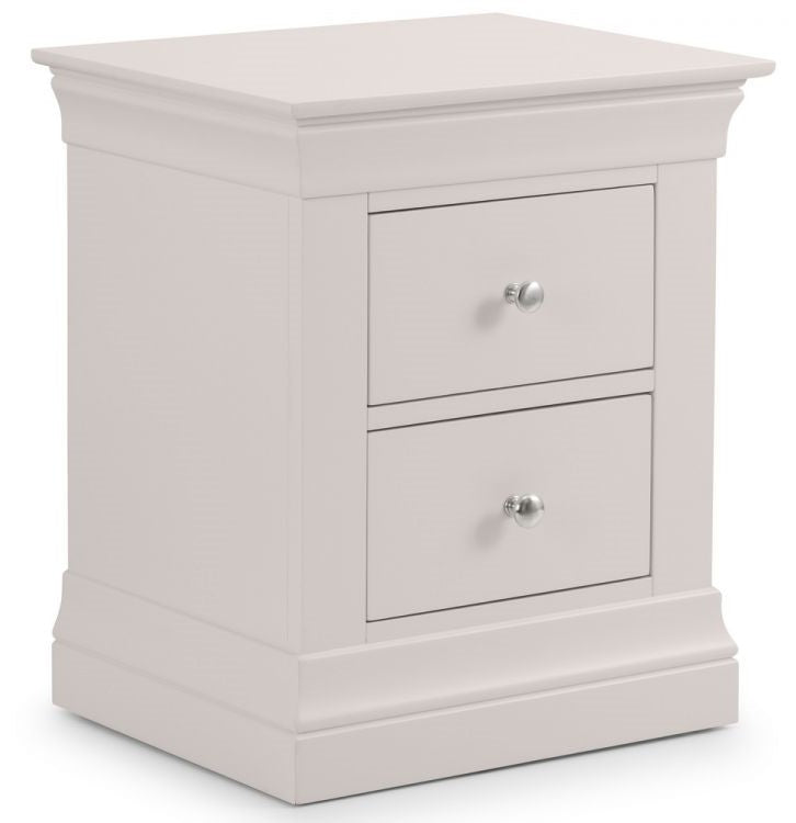 Clermont 2 Drawer Bedside - Light Grey