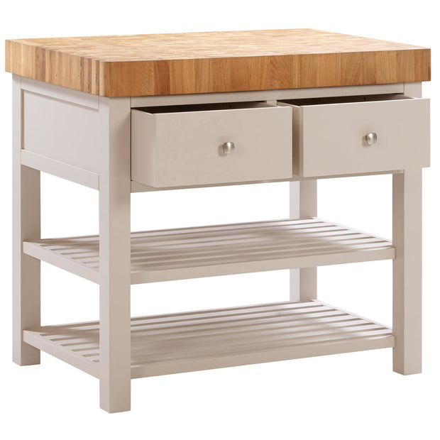 Dorset Painted Oak Butchers Block - Ivory paint