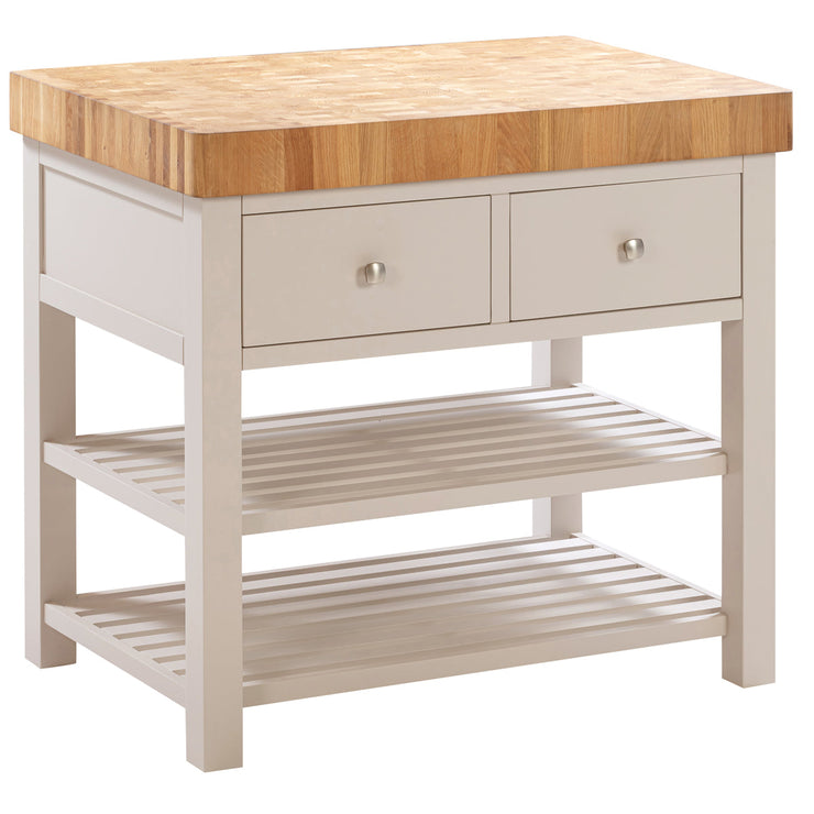 Dorset Painted Oak Butchers Block - Ivory paint