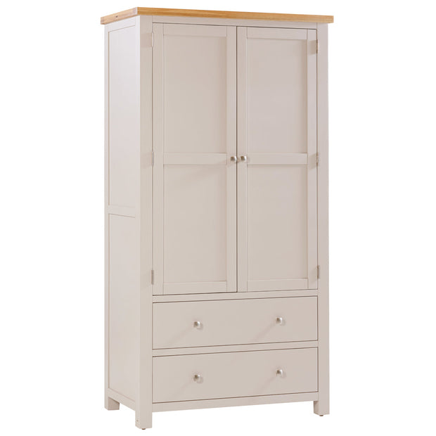 Dorset Painted Oak Double Larder Cupboard - Cobblestone paint