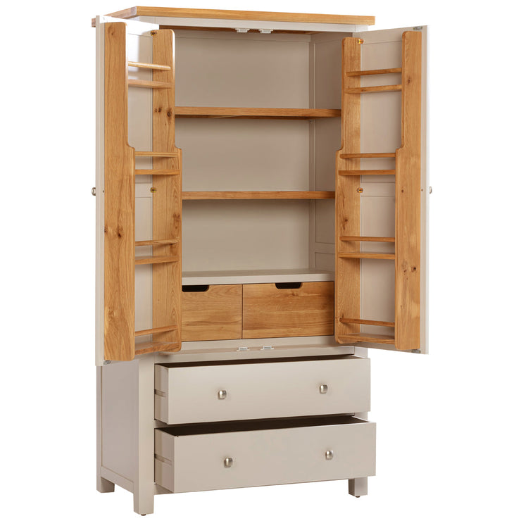 Dorset Painted Oak Double Larder Cupboard - Ivory paint