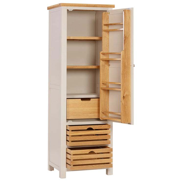 Dorset Painted Oak Single Larder Cupboard - Ivory paint
