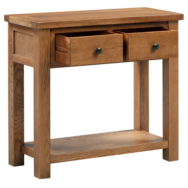 Dorset Rustic Oak 2 Drawer Console Table