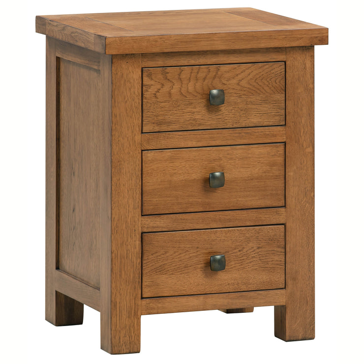 Dorset Rustic Oak 3 Drawer Bedside Table