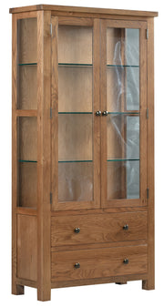 Dorset Rustic Oak Glass Door Display Cabinet