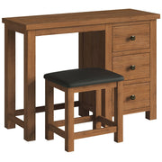 Dorset Rustic Oak Single Pedestal Dressing Table with Stool