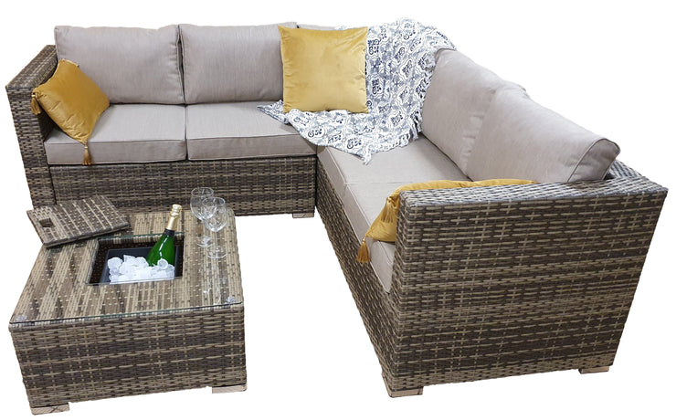 Georgia Corner Sofa Set with Ice Bucket - Brown