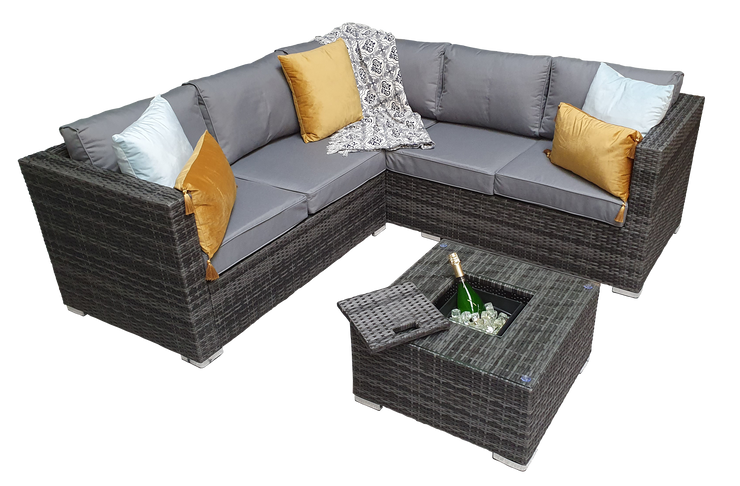 Georgia Corner Sofa Set with Ice Bucket - Grey