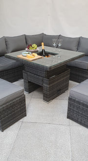 Georgia Corner Dining with Lift Table & Ice Bucket in Grey Weave