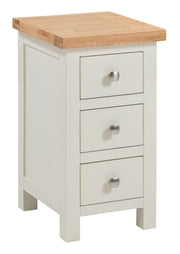 Dorset Painted Oak Narrow Bedside Table with 3 Drawers