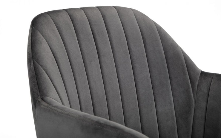 Kahlo Velvet Swivel Office Chair - Grey & Black