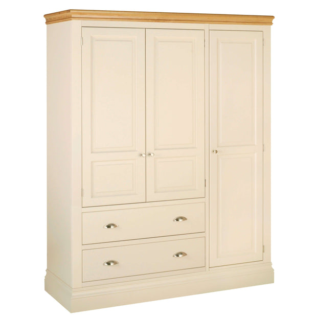 Lundy Pine Painted Triple Wardrobe with 2 Drawers