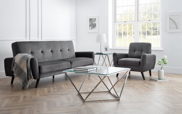 Monza 3 Seater Sofa - Grey Velvet