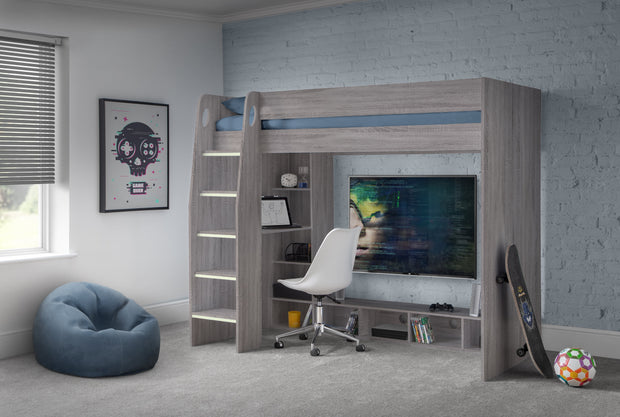 Nebula Gaming Bed with Desk - Grey Oak