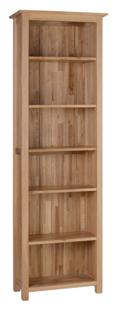 New Oak 6ft 6in Narrow Bookcase