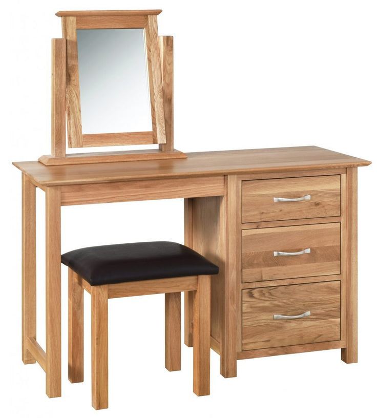 New Oak Single Pedestal Dressing Table