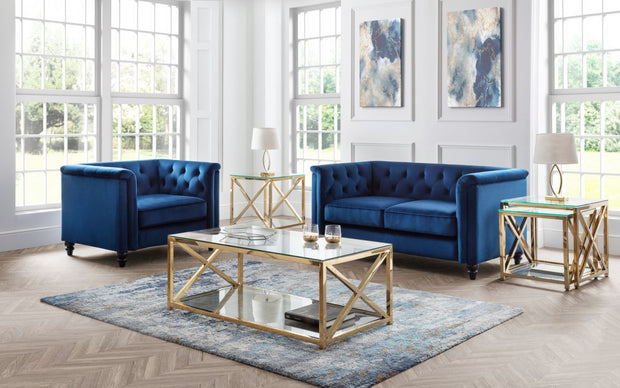 Sandringham 2 Seater Sofa - Blue Velvet