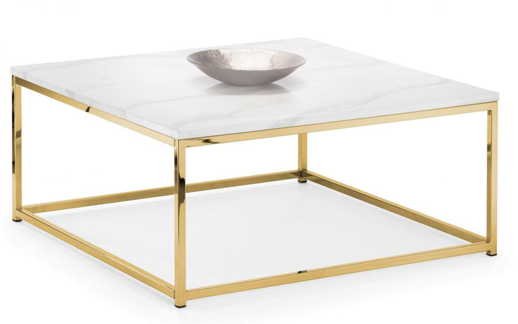 Scala Gold White Marble Top Coffee Table