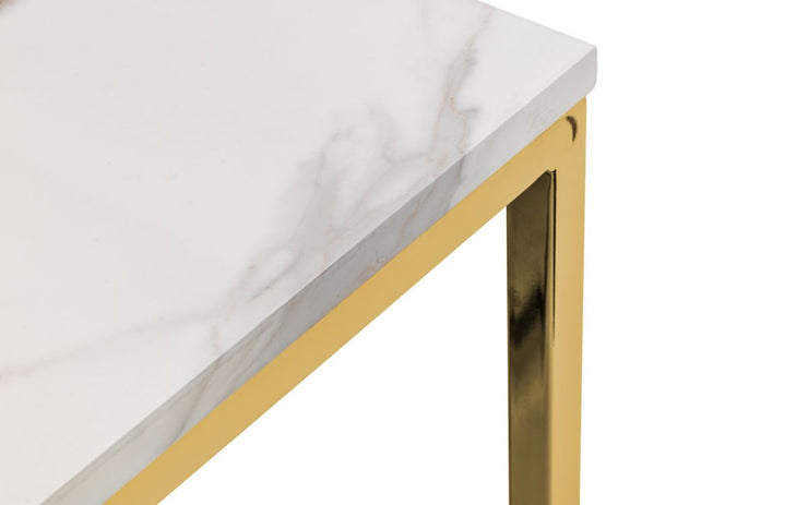 Scala Gold White Marble Top Dining Table