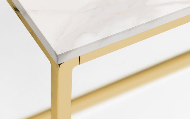 Scala Gold White Marble Top Dining Table