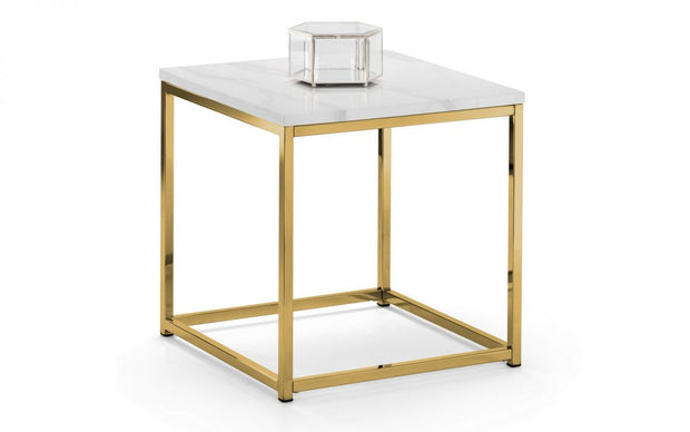 Scala Gold White Marble Top Lamp Table