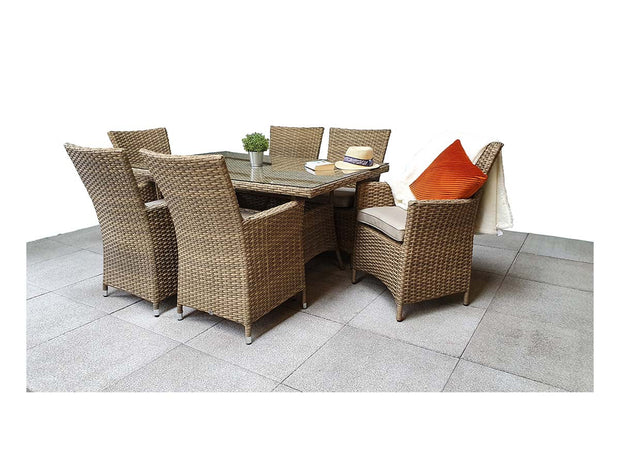 Darcey 6 Seat Rectangular Dining Set With High Back Chairs
