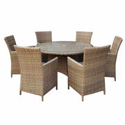 Darcey 6 Seat Round Dining Set With High Back Dining Chairs