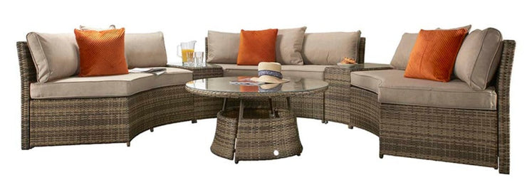 Juliet Half Moon Sofa Set Mixed Brown