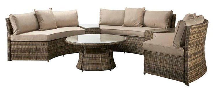 Juliet Half Moon Sofa Set Mixed Brown