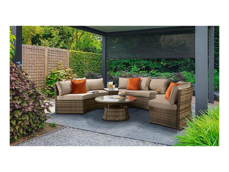 Juliet Half Moon Sofa Set Mixed Brown