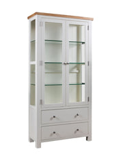 Dorset Oak Ivory Painted Display Cabinet with Glass Doors