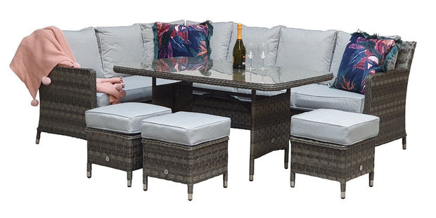 Edwina Corner Dining with Table  - Grey Weave