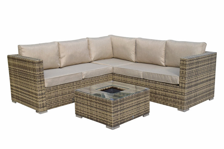 Georgia Corner Sofa Set with Ice Bucket - Brown