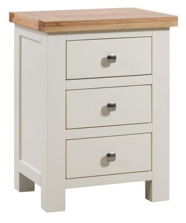 Dorset Painted Oak Bedside Table with 3 Drawers