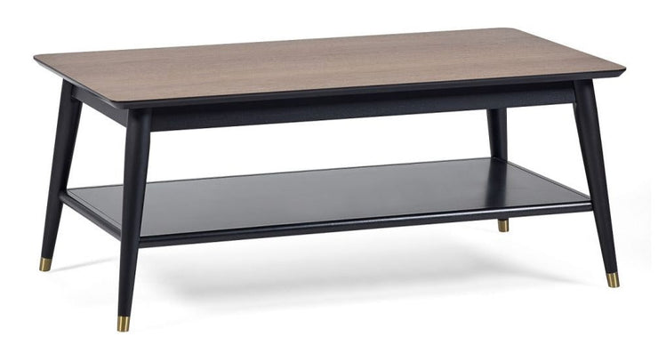 Findlay Coffee Table with Shelf - Walnut & Black